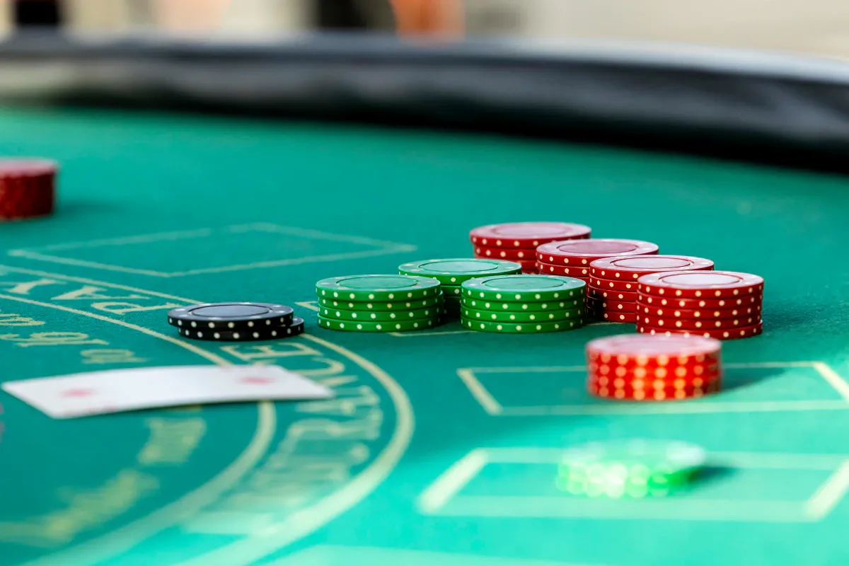 High-resolution real casino table with chips accompanying the VIP rewards section